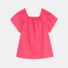 Blouse manches courtes unie rose Fille