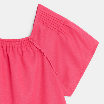 Blouse manches courtes unie rose Fille