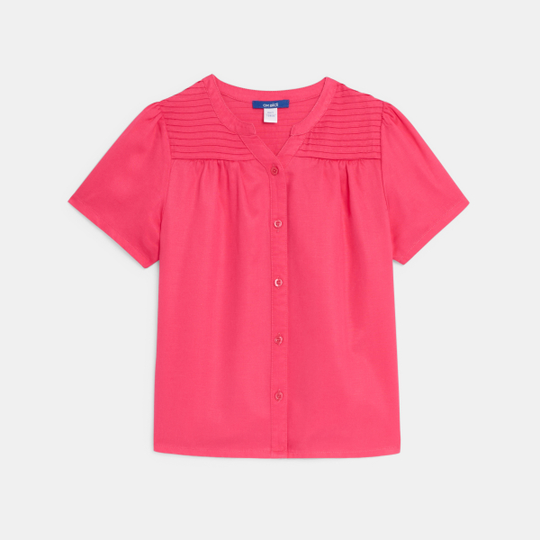 Chemisier manches courtes uni rose Fille