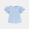Blouse imprimée à manches volantées bleu Fille