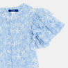 Blouse imprimée à manches volantées bleu Fille