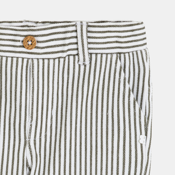 Pantalon droit rayé vert bébé garçon