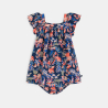 Robe coton animaux bleu bébé fille