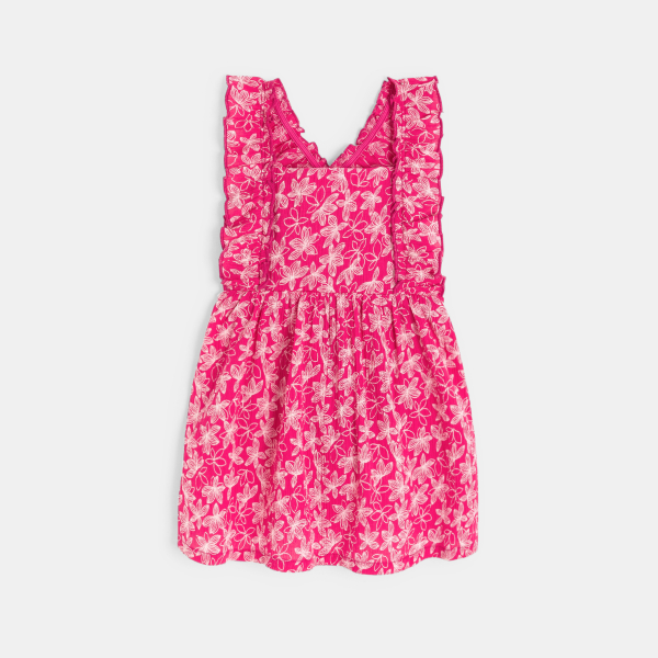 Robe fleurie et t-shirt rose bébé fille