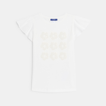 T-shirt manches courtes motif sequins blanc Fille