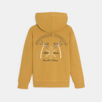 Sweat-shirt à capuche motif devant et dos jaune curry Garçon