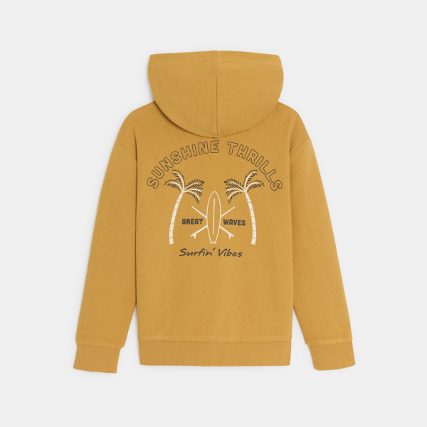 Sweat-shirt à capuche motif devant et dos jaune curry Garçon