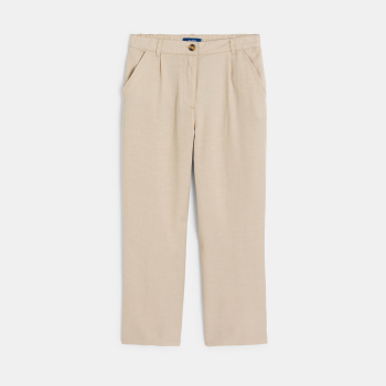 Pantalon de tailleur à pinces beige Fille