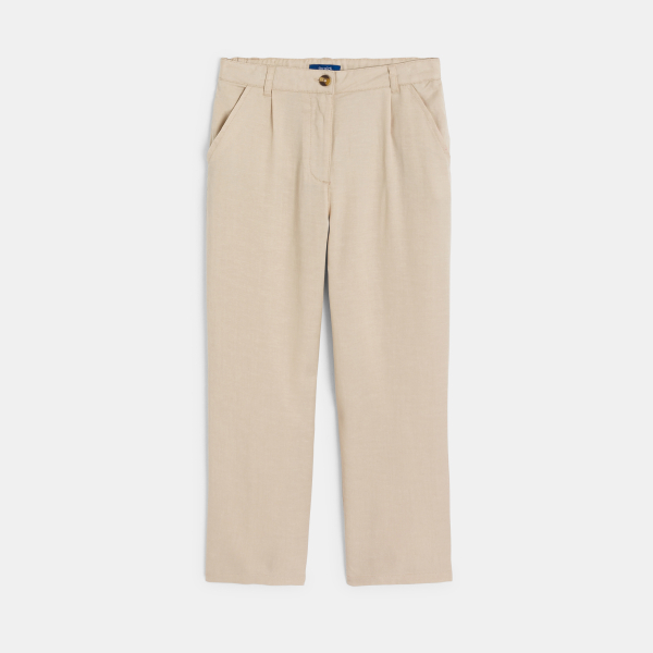 Pantalon de tailleur à pinces beige Fille