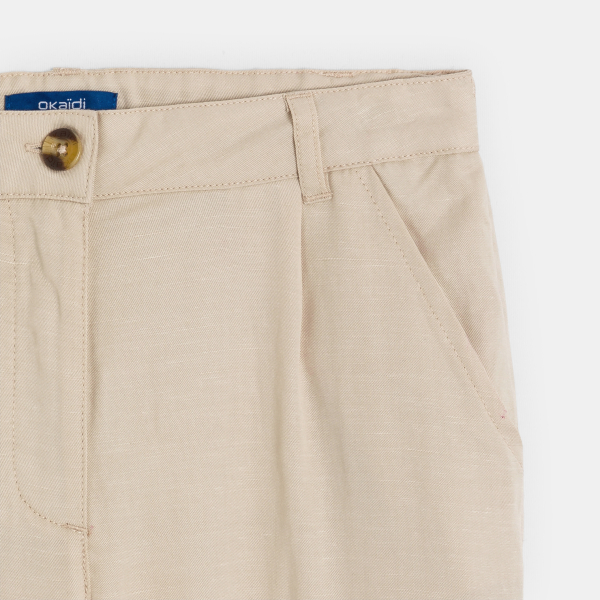 Pantalon de tailleur à pinces beige Fille