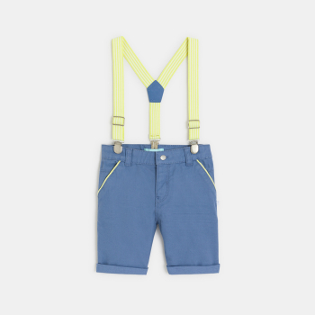 Bermuda à bretelles et t-shirt bleu bébé garçon