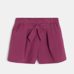 Short brodé uni violet Fille