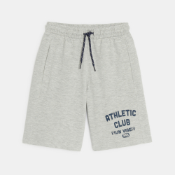 Bermuda sportswear en jersey gris chiné Garçon