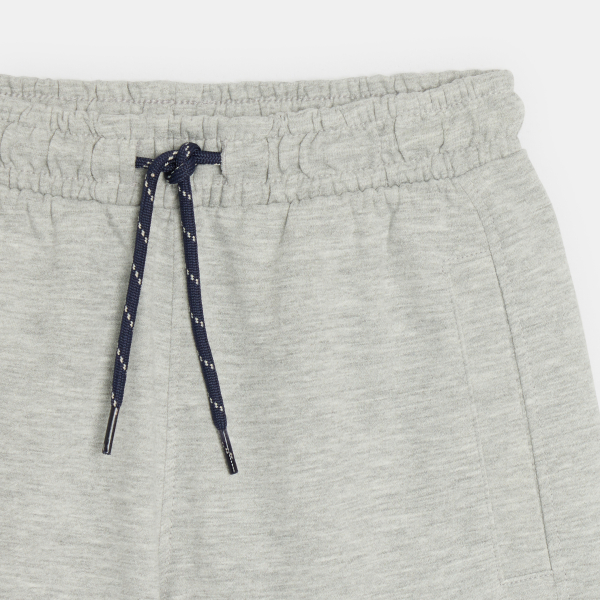 Bermuda sportswear en jersey gris chiné Garçon