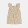 Combi courte lin et coton fleurie beige bébé fille