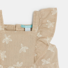 Combi courte lin et coton fleurie beige bébé fille
