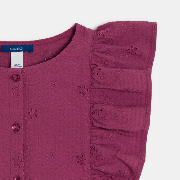 Blouse en broderie anglaise violet Fille