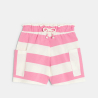 Short en jersey rayé rose Fille