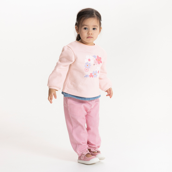 Sweat molleton imprimé rose bébé fille