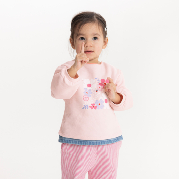 Sweat molleton imprimé rose bébé fille