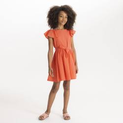 Robe chic à manches papillon orange Fille