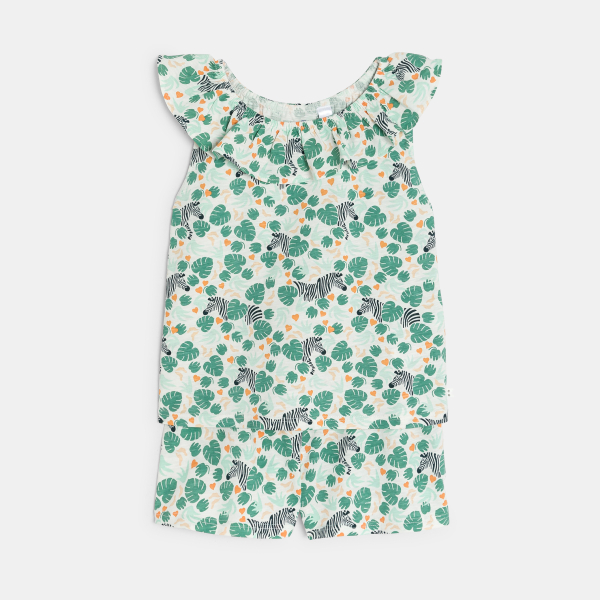 Pyjama-short imprimé vert Fille