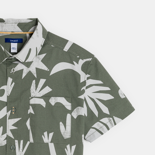 Chemise manches courtes imprimée kaki Garçon
