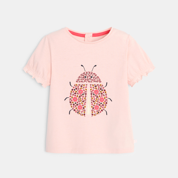 T-shirt coccinelle rose bébé fille