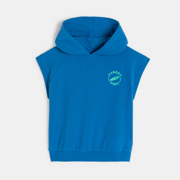 Sweat-shirt à capuche manches courtes bleu Garçon