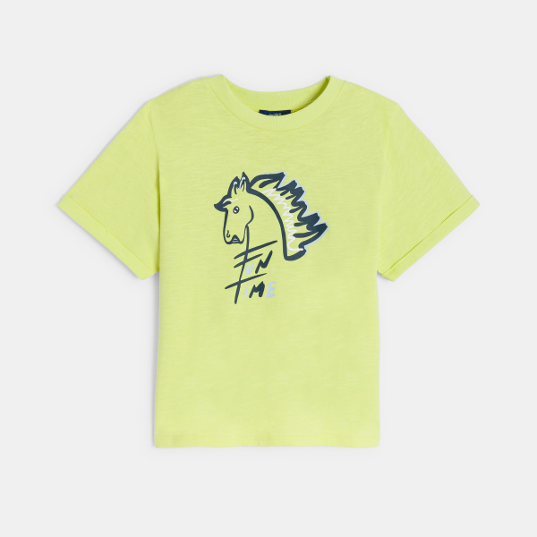 T-shirt manches courtes motif cheval jaune Garçon