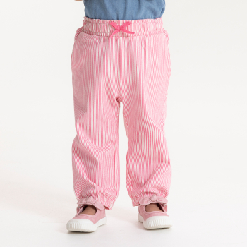 Pantalon taille élastique coton rayé rose bébé fille