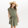 Robe-chemise manches courtes kaki Fille