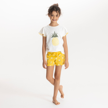 Pyjama short motif ananas jaune Fille