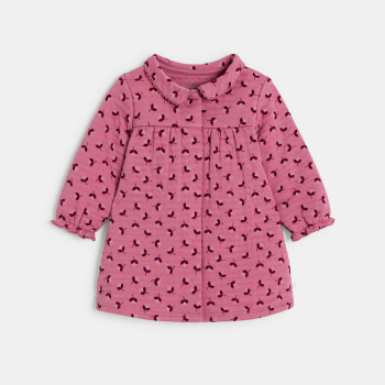 Robe fleurie coton fantaisie et legging rose bébé fille