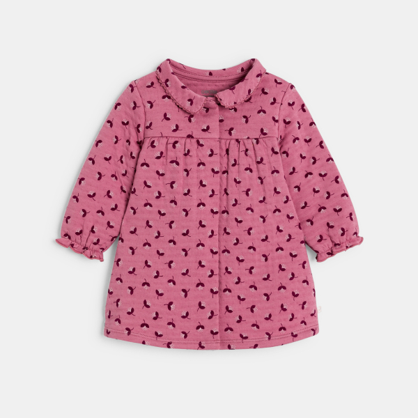 Robe fleurie coton fantaisie et legging rose bébé fille