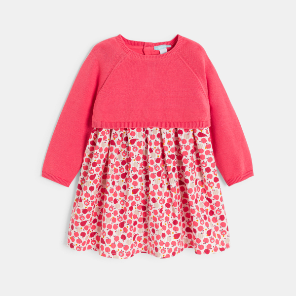 Robe effet 2 en 1 fruit rose bébé fille