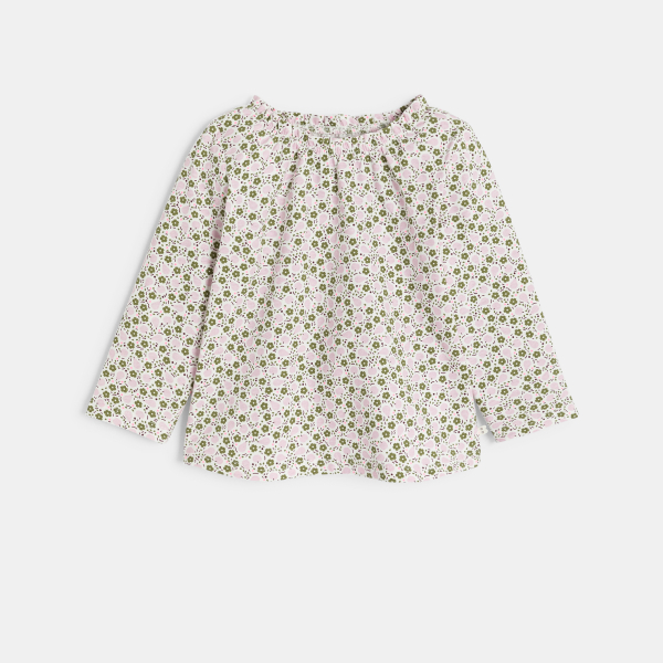 Blouse fleurs et fruits mauve bébé fille