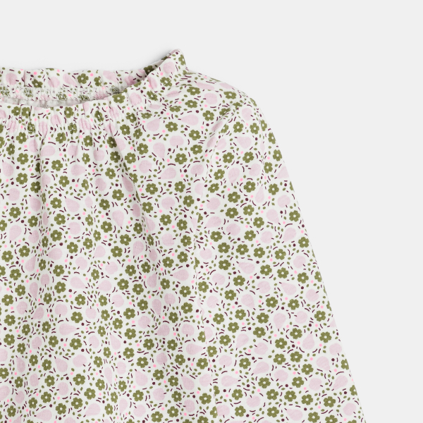 Blouse fleurs et fruits mauve bébé fille