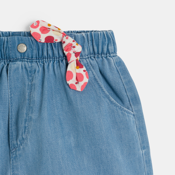 Short tencel bas volanté bleu bébé fille