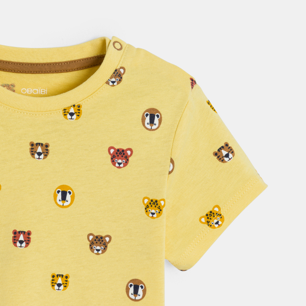 T-shirt animaux jaune bébé garçon