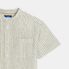 Chemise manches courtes en lin rayé beige Garçon