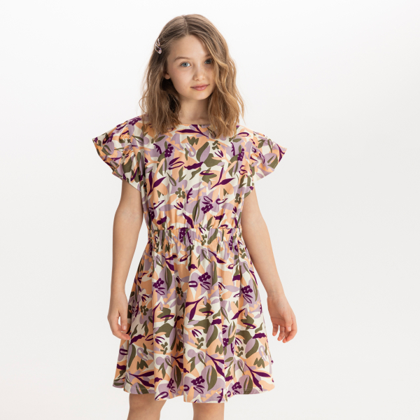 Robe fluide imprimée orange Fille