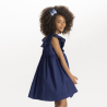 Robe évasée imprimée à mancherons volantés bleu fille