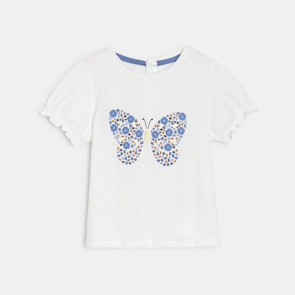 T-shirt sequins papillon blanc bébé fille