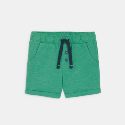 Short jersey de coton rayé vert bébé garçon