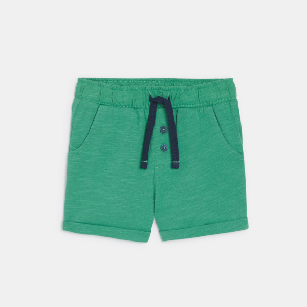 Short jersey de coton rayé vert bébé garçon