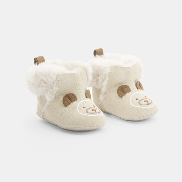 Boots fourrés souples beige bébé garçon