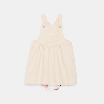 Robe salopette twill rose clair bébé fille
