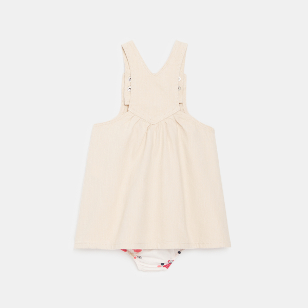 Robe salopette twill rose clair bébé fille