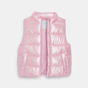 Doudoune sans manches irisée rose bébé fille